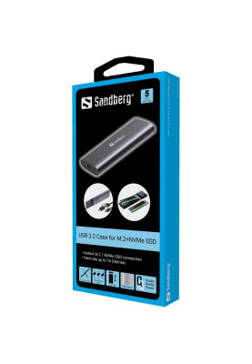 Зовнішня кишеня для SSD M.2, (NVMe) M-Key USB Type-C 3.2 сіра Sandberg