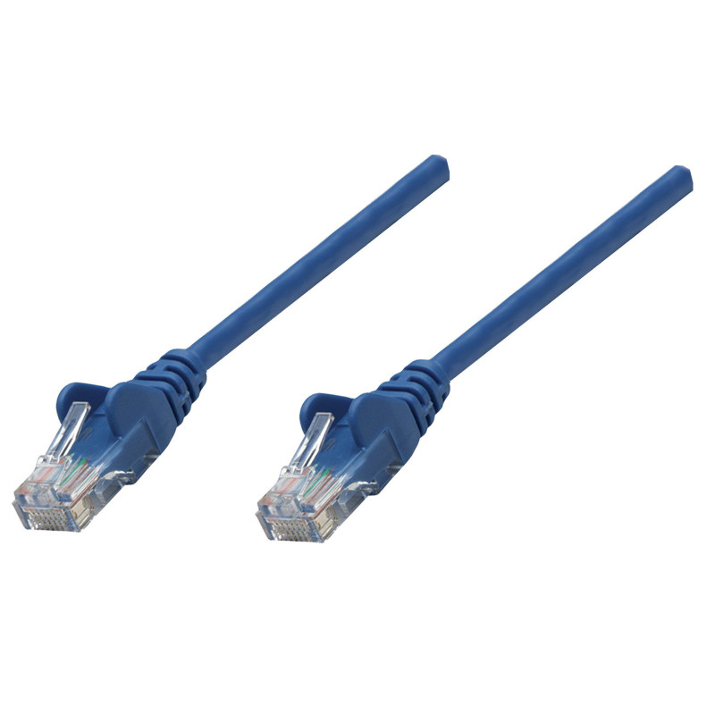 Патчкорд UTP Cat.5e ( 0.25м синій), Intellinet, Біметал, ССА