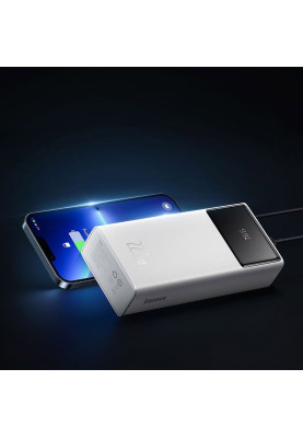 УМБ Baseus Star Lord Display 30000mAh 22.5W, 2хUSB-A QC3.0, In USB-C Li-pol + Cable Type-C, white