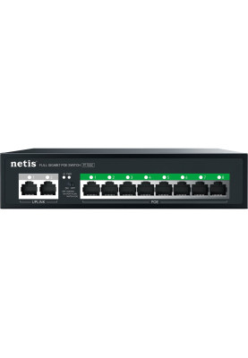 Комутатор Netis P110GC 10xGE (8xPoE, 2xUplink), 120Вт, Некерований