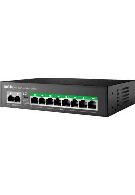 Комутатор Netis P110GC 10xGE (8xPoE, 2xUplink), 120Вт, Некерований