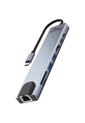 Док-станція USB3.1 Type-C -->HDMI 4K/2xUSB-A/2xUSB-C/RJ45/SD/TF/PD 100W 8 in 1 Media-Tech