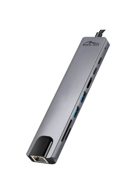 Док-станція USB3.1 Type-C -->HDMI 4K/2xUSB-A/2xUSB-C/RJ45/SD/TF/PD 100W 8 in 1 Media-Tech