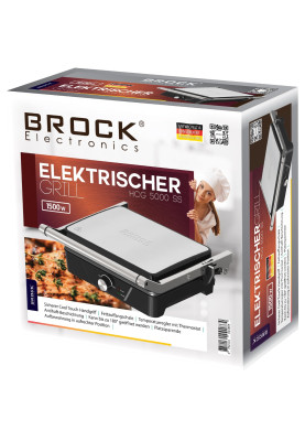 Електрогриль BROCK HCG 5000 SS 2000Вт/30х24 см/ мех.управління/ регулювання висоти/відкриття на 180º