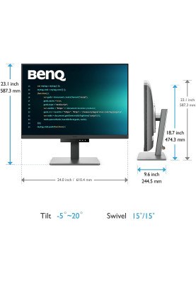 TFT 28.2" BenQ RD280U, IPS, 3840x2560, 3:2, USB-C, HDMI, DP, HAS, Pivot, колонки, металік-сірий
