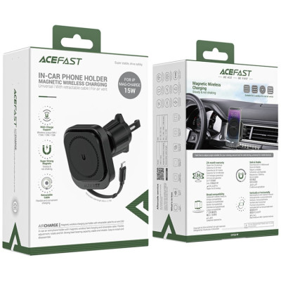 Автомобільне кріплення для смартфона D32 Magnetic wireless charging Acefast