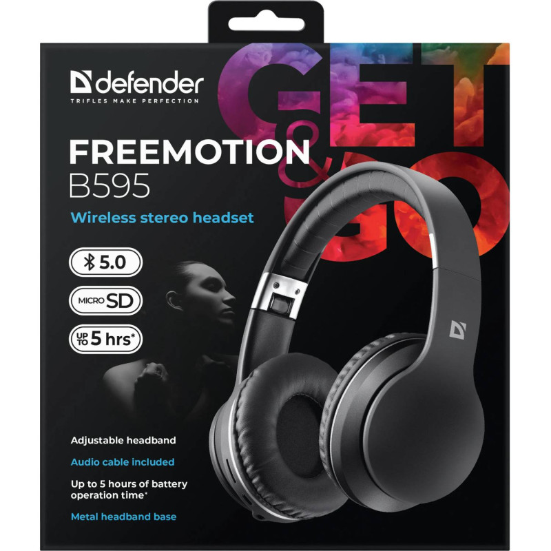 Навушники з мікрофоном Defender FreeMotion B595 Bluetooth, чорні