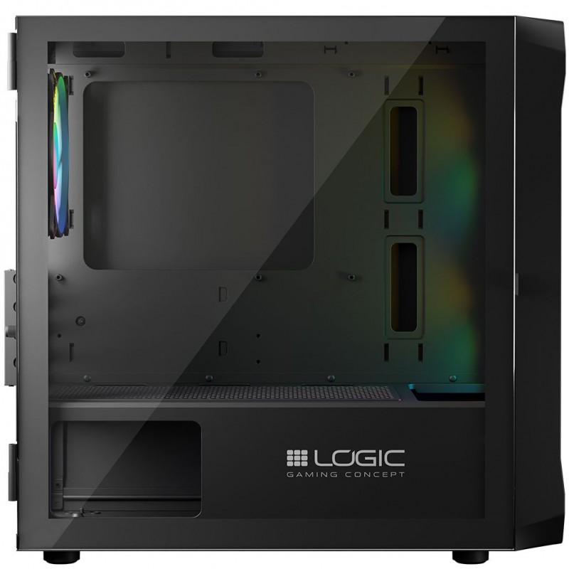 Корпус LogicConcept PORTOS MESH+GLASS ARGB fans 3x120mm BLACK без БЖ mATX