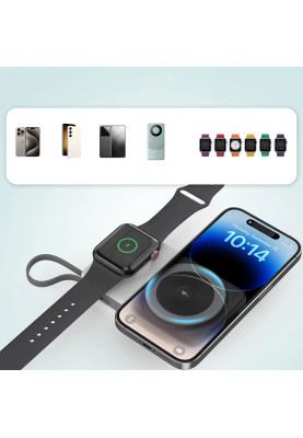 УМБ Choetech Magnetic Wireless 10000mAh 15W PD,QC3.0 USB-A+2USB-C 3in1charg,with build-incable White