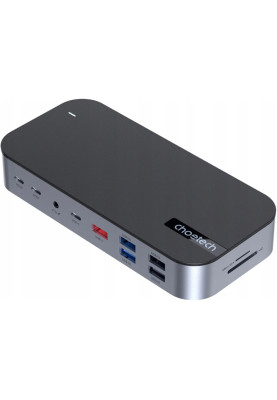 Док-станція USB 3.1->VGA,2xType-C,SD,2xHDMI,DisplayPort,3.5m,3xUSB-A3.0,RJ45,2xUSB2.0 15in1 Choetech