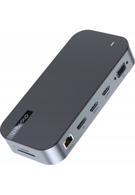Док-станція USB 3.1->VGA,2xType-C,SD,2xHDMI,DisplayPort,3.5m,3xUSB-A3.0,RJ45,2xUSB2.0 15in1 Choetech