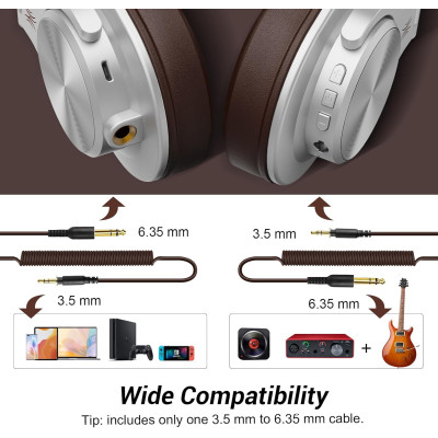Гарнітура OneOdio Fusion A70, Bluetooth+3,5мм/6,35мм, Silver Brown
