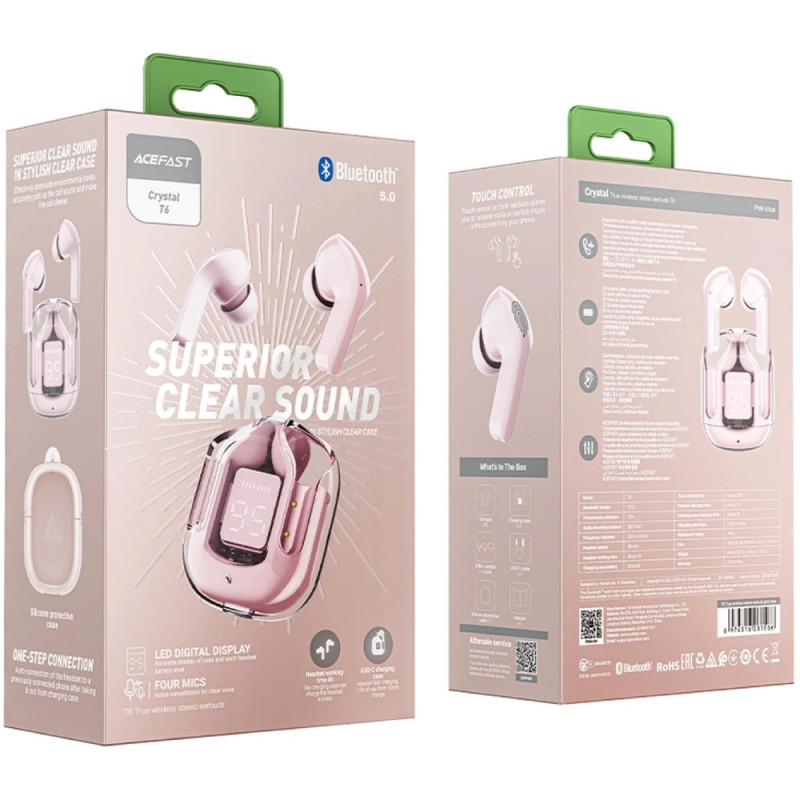 Навушники TWS Acefast T6 pink lotus