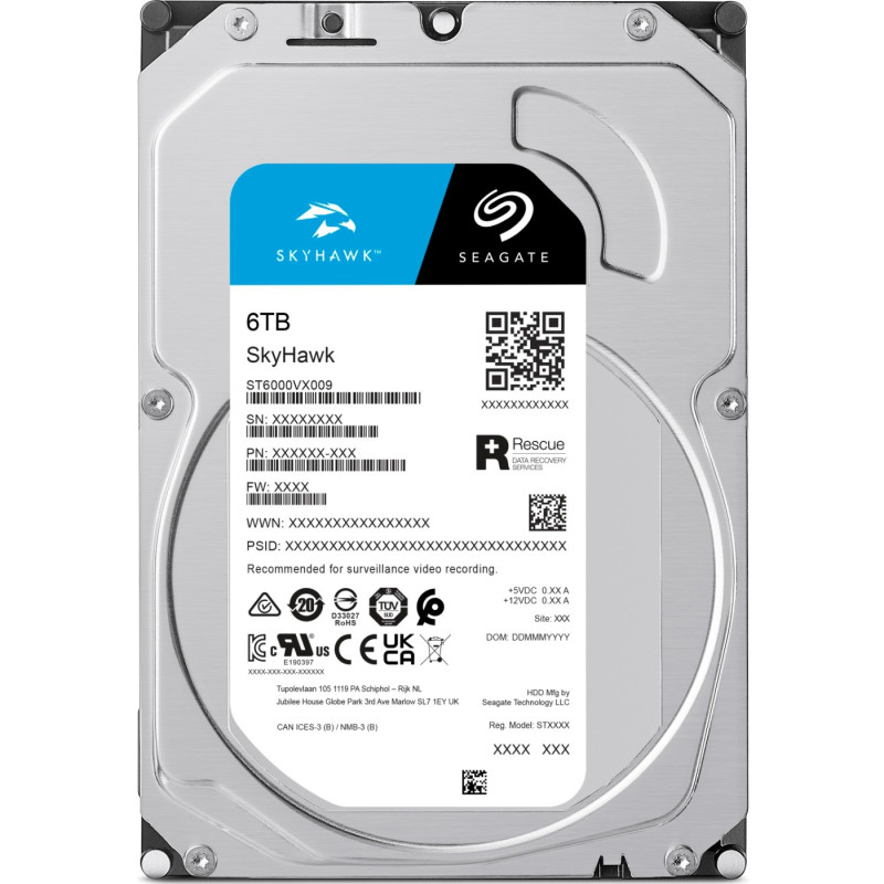 HDD 6000Gb, Seagate  SkyHawk, 256M, 5400RPM ,SATA III (ST6000VX009)