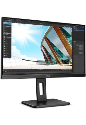 TFT 27" AOC U27P2, IPS, 4K, HDMI, DP, USB 3.2 хаб, Pivot, колонки, чорний