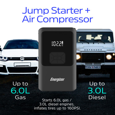 Автомобільний Jump Starter 10000mAh 37W USB-C,USB-A, 160 PSI, ліхтар 2W Energizer Автомобільний Jump Starter 10000mAh 37W USB-C,USB-A, 160 PSI, ліхтар 2W Energizer