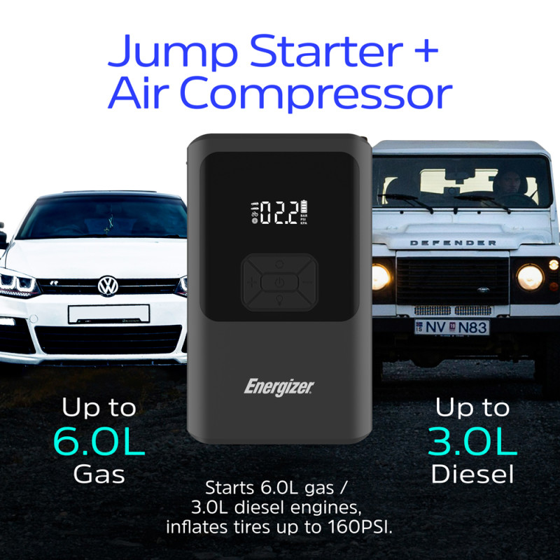 Автомобільний Jump Starter 10000mAh 37W USB-C,USB-A, 160 PSI, ліхтар 2W Energizer
