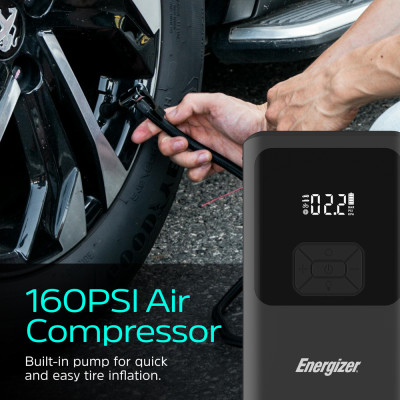Автомобільний Jump Starter 10000mAh 37W USB-C,USB-A, 160 PSI, ліхтар 2W Energizer Автомобільний Jump Starter 10000mAh 37W USB-C,USB-A, 160 PSI, ліхтар 2W Energizer