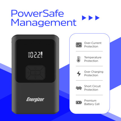 Автомобільний Jump Starter 10000mAh 37W USB-C,USB-A, 160 PSI, ліхтар 2W Energizer Автомобільний Jump Starter 10000mAh 37W USB-C,USB-A, 160 PSI, ліхтар 2W Energizer