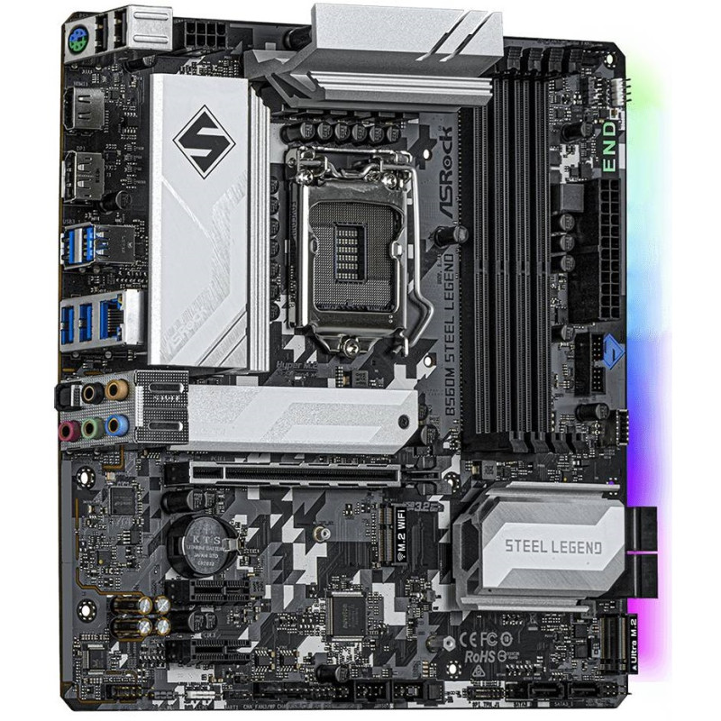Материнська плата ASRock B560M Steel Legend/REF (1200/B560, 4*DDR4,2xPCIex16, 6xSATAІІІ, 2xM.2, 2.5GLan, 7.1ch, mATX)