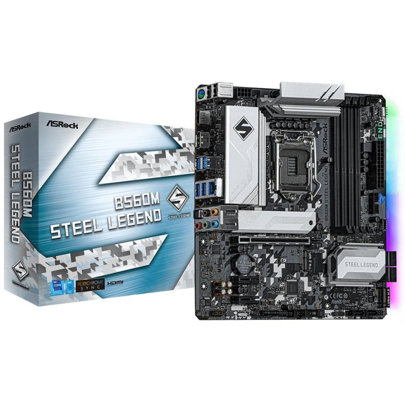 Материнська плата ASRock B560M Steel Legend/REF (1200/B560, 4*DDR4,2xPCIex16, 6xSATAІІІ, 2xM.2, 2.5GLan, 7.1ch, mATX)