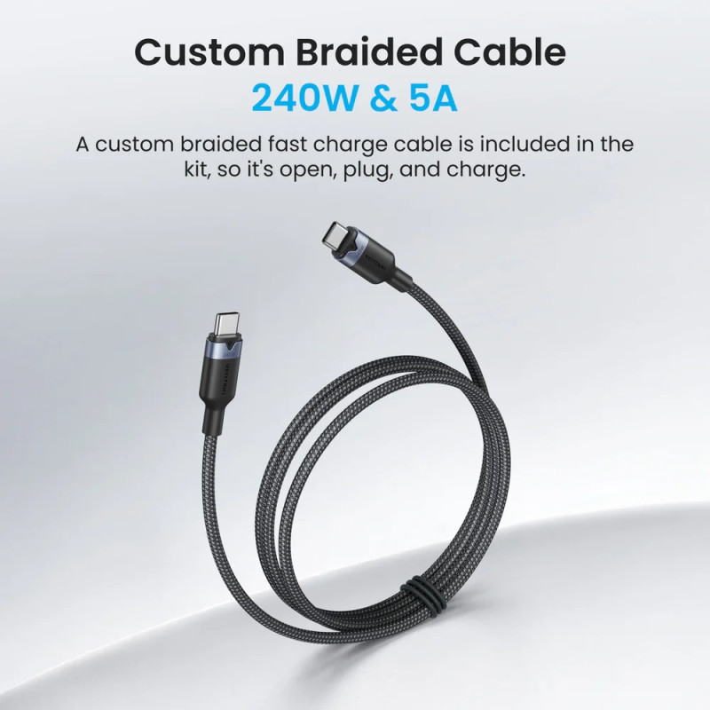 Зарядний пристрій 4xUSB 140W GaN (3хUSB-C+USB-A) + USB-C cable М-М White Vention