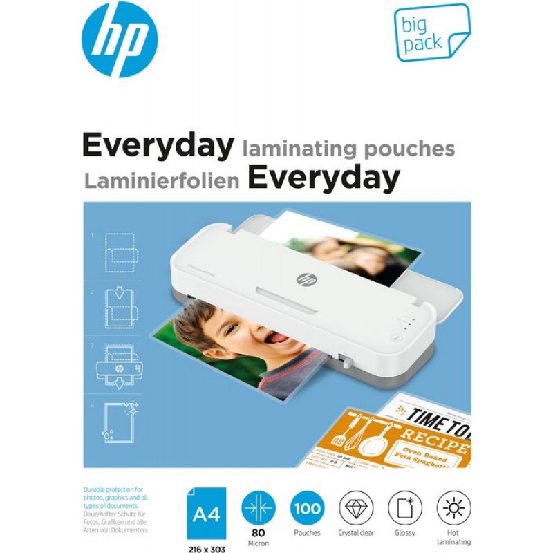 Плівка для ламінування HP Everyday Laminating Pouches, A4, 80 Mic, 216 x 303, 100 pcs