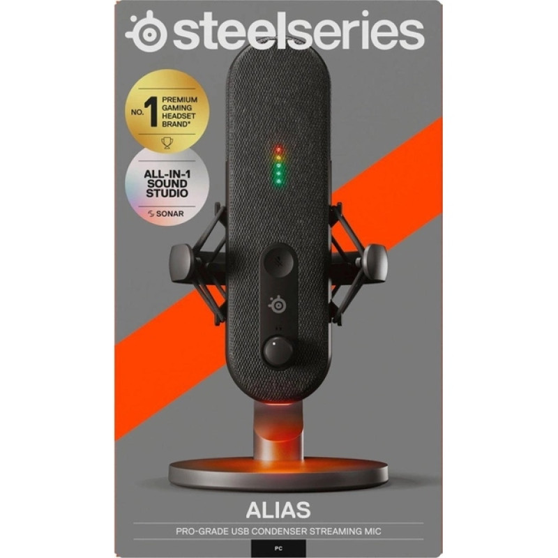 Ігровий стрім мікрофон SteelSeries Alias RGB USB 1" Capsule