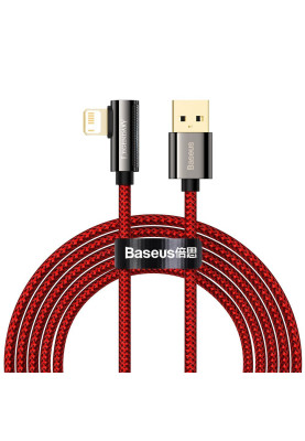 Кабель USB AM-Lightning M, 2 м, 2.4A, 90° Червоний, Legend Series Elbow CACS Baseus