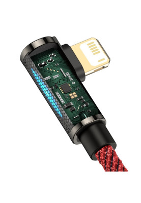 Кабель USB AM-Lightning M, 2 м, 2.4A, 90° Червоний, Legend Series Elbow CACS Baseus