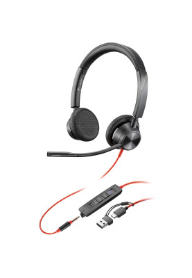 Гарнітура Poly BlackWire C3325 USB-C HS Stereo +3.5mm Plug +USB-C/A Adapter