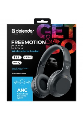 Навушники з мікрофоном Defender FreeMotion B695 чорні, ANC, Bluetooth