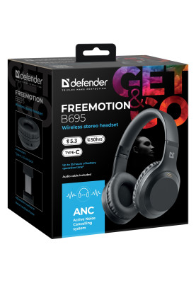 Гарнітура Defender FreeMotion B695,Bluetooth+3,5мм,ANC,Black