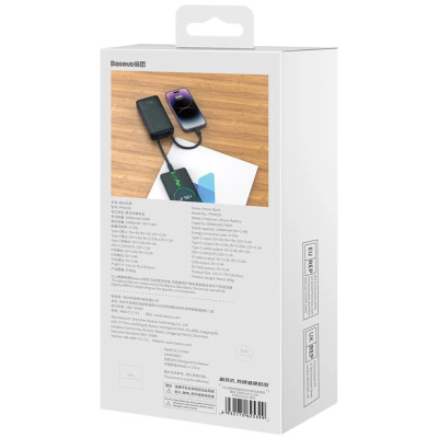 УМБ Baseus Comet Series 20000mAh 22.5W PD with Display USB-A / USB-C cable black УМБ Baseus Comet Series 20000mAh 22.5W PD with Display USB-A / USB-C cable black