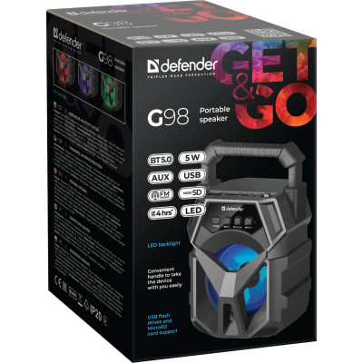 Акустична система 1.0 Defender G98 5Вт /BT/TF/USB/AUX/Light Акустична система 1.0 Defender G98 5Вт /BT/TF/USB/AUX/Light