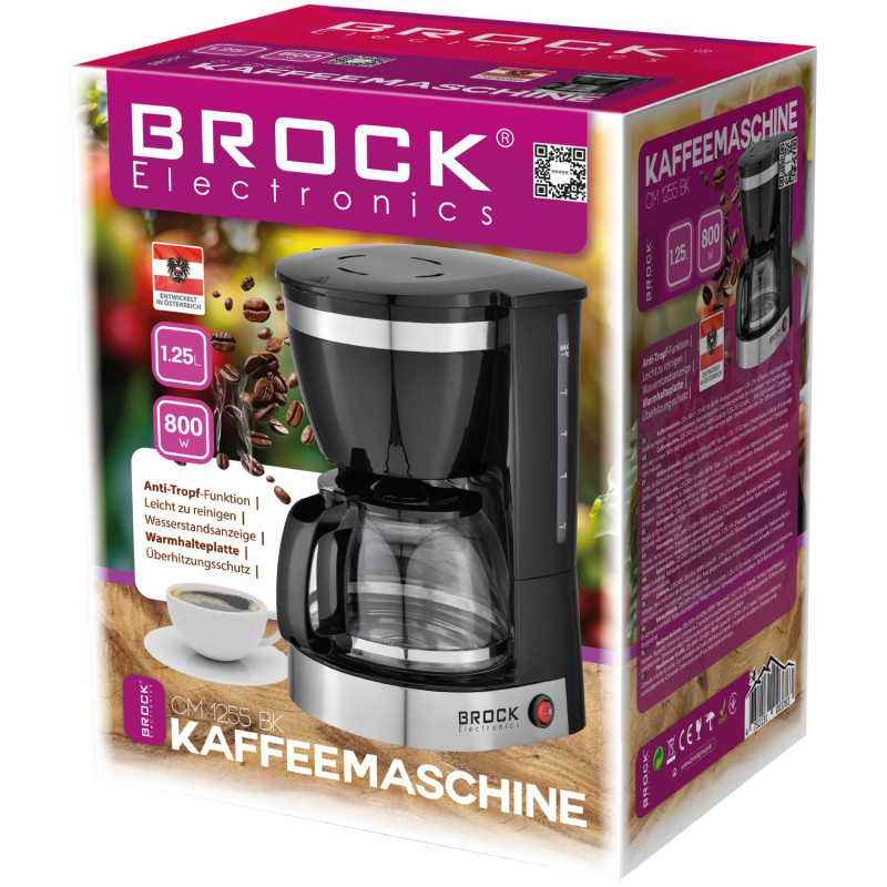 Кавоварка BROCK CM 1255 BK крапельна/ 1.25л/ 800 Вт/ мелена/ чорнa