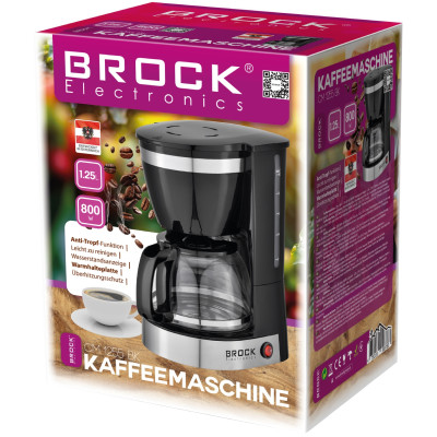 Кавоварка BROCK CM 1255 BK крапельна/ 1.25л/ 800 Вт/ мелена/ чорнa