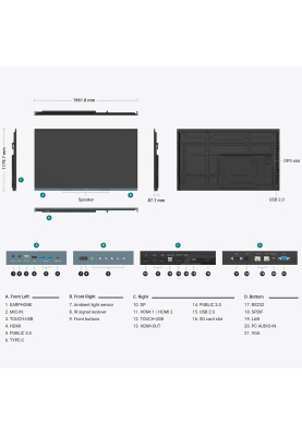 Інтерактивна панель 86" BenQ RE8604, IPS, UHD, колонки, чорна