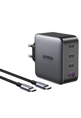 Зарядний пристрій 4xUSB 100W (3хUSB-C+USB-A) Gan + Cable CD226 Сірий Ugreen