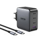 Зарядний пристрій 4xUSB 100W (3хUSB-C+USB-A) Gan + Cable CD226 Сірий Ugreen