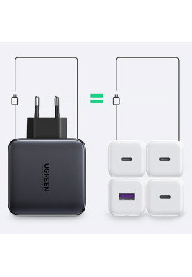 Зарядний пристрій 4xUSB 100W (3хUSB-C+USB-A) Gan + Cable CD226 Сірий Ugreen