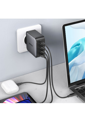 Зарядний пристрій 4xUSB 100W (3хUSB-C+USB-A) Gan + Cable CD226 Сірий Ugreen