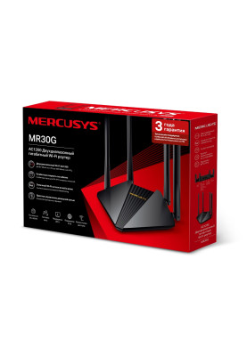 Маршрутизатор Mercusys MR30G, AC12004× Fixed External Antennas, 2× Gigabit LAN Po