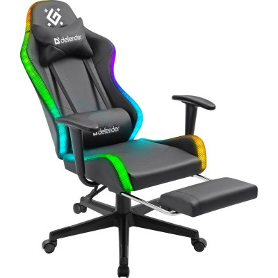 Крісло ігрове Defender Watcher, 60мм, Клас 4, RGB ПУ, чорне