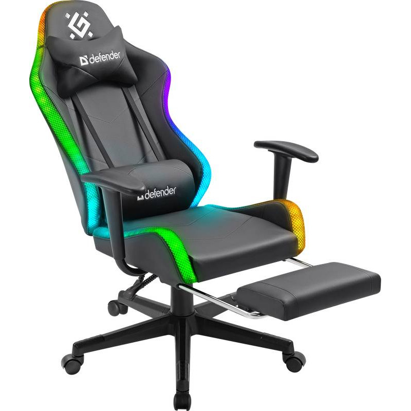 Крісло ігрове Defender Watcher, 60мм, Клас 4, RGB ПУ, чорне