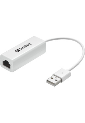 Перехідник USB 2.0 Type-A --> Ethernet RJ45 100Mb Sandberg білий