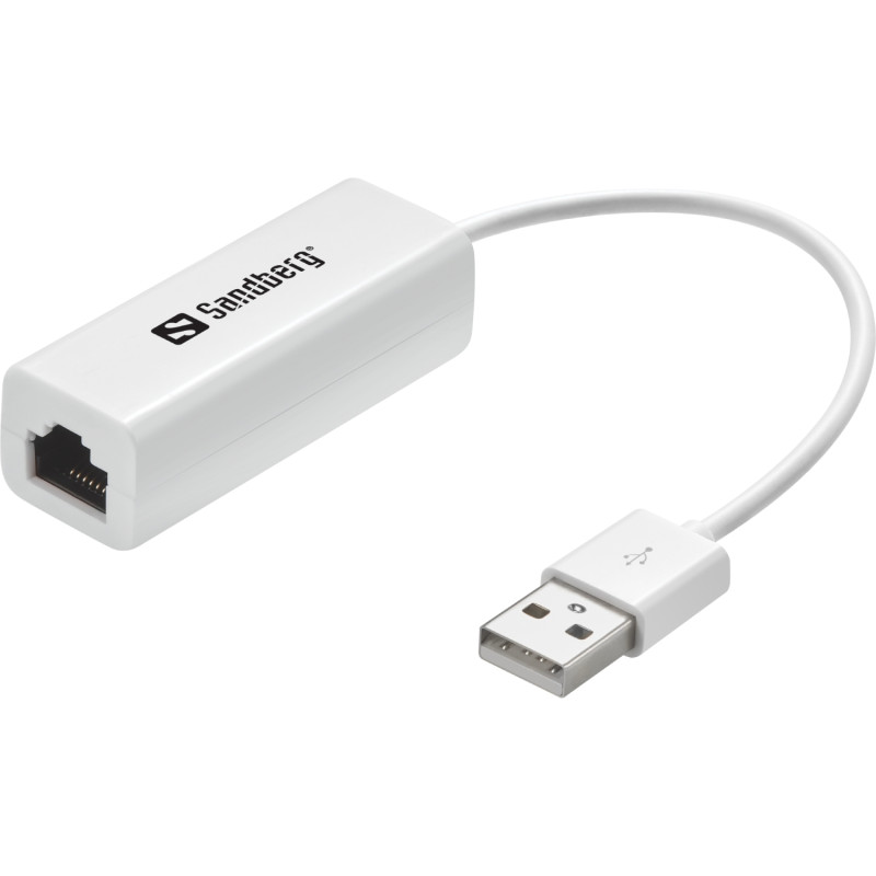 Перехідник USB 2.0 Type-A --> Ethernet RJ45 100Mb Sandberg білий