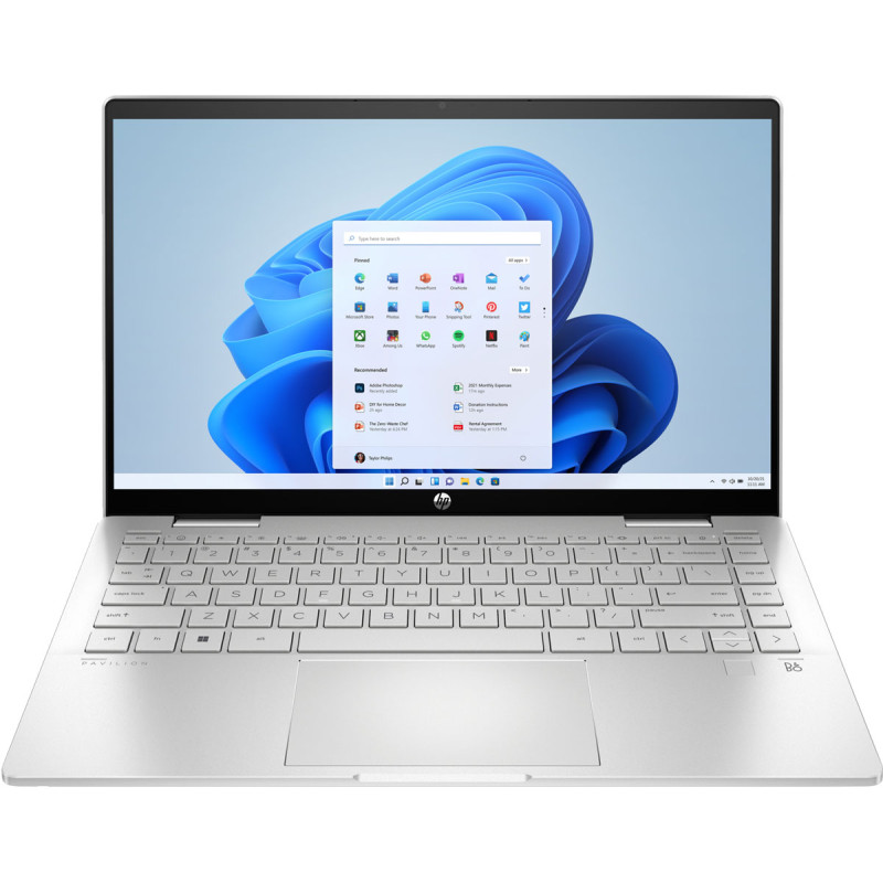 Ноутбук HP Pavilion x360 14-ek1005ua 14" FHD IPS Ts/i7-1355U (5.0)/16Gb/SSD512Gb/Int IrX/Підс/DOS/Сріблястий (833G2EA)