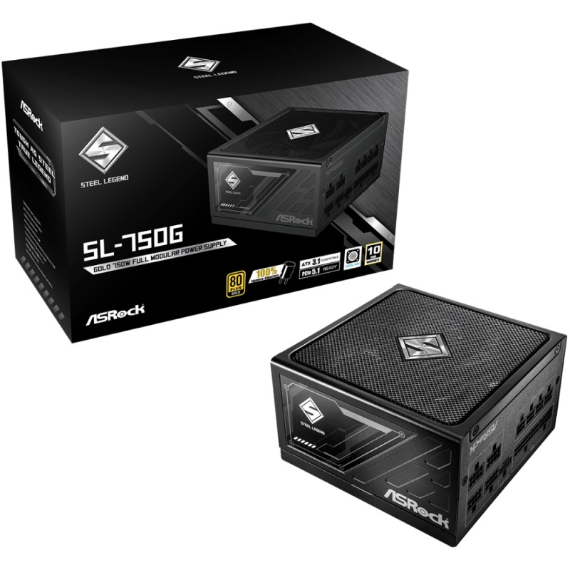 БЖ 750W ASRock SteelLegend SL-750G ATX 3.1 135mm, 80+ Gold, Fully Modular, Retail