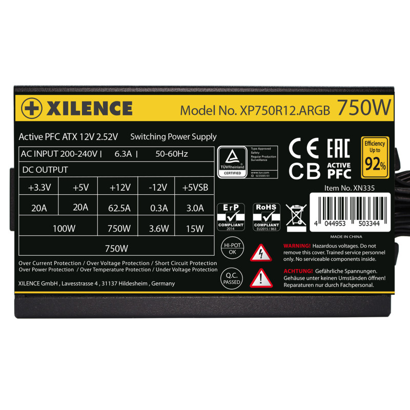 БЖ 750W Xilence XP750R12.ARGB Gaming Gold Series, 120mm, >90%, Retail Box